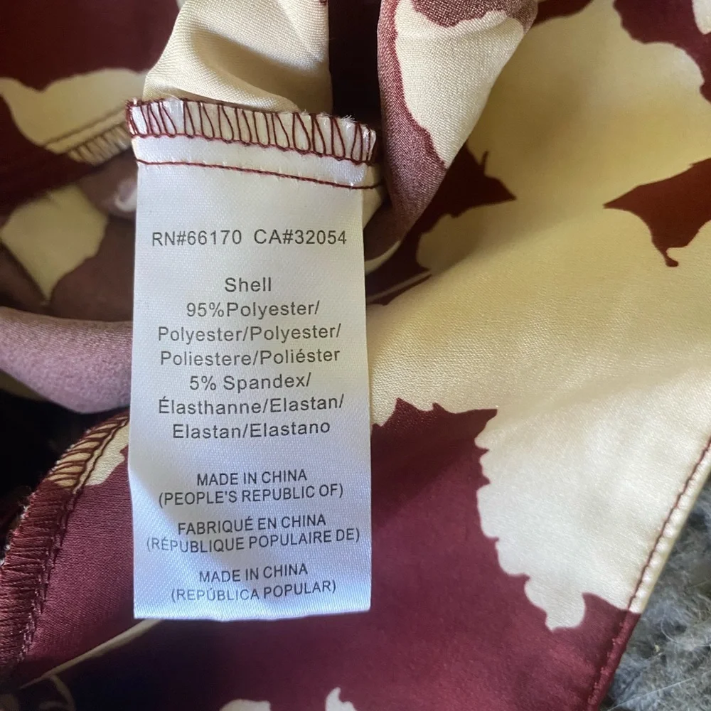 Anthropologie Burgundy and Cream Floral Blouse - Picture 7 of 7